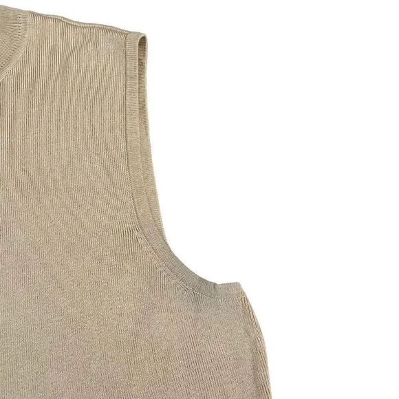 Chico’s Women’s Sleeveless Mock Neck Mustard Knit Silk Blend Tank Top 2 #1070 - Picture 9 of 13